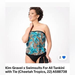 Kim Gravel x Swimsuits for All NWOT Tankini Size 22 Cheetah Print Black